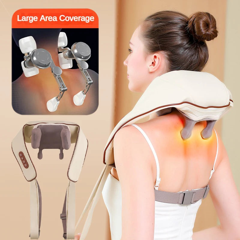 Deep Tissue Shiatsu Electric Heating Neck Shoulder and Back Massager for Pain Relief Kneading Muscle Relaxation
