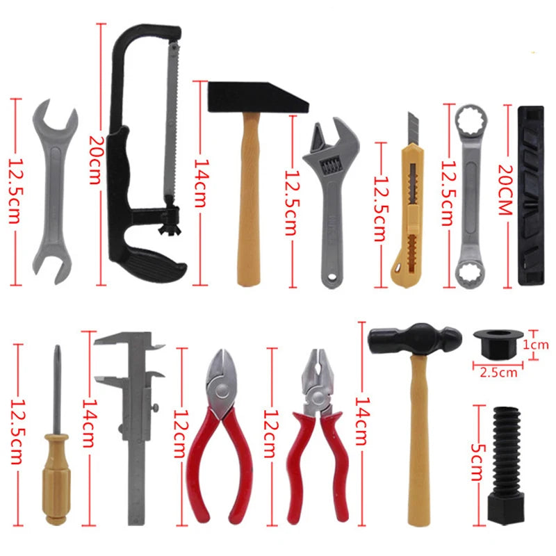 Pretend Play Repair Tools Set for Children Boys Safe Plastic Maintenance Tool Drill Screwdriver Toy 14pcs