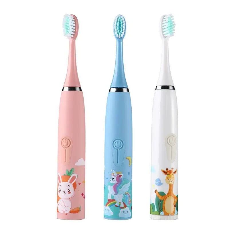 Waterproof Sonic Electric Toothbrush for Children Aged 3 to 15 Professional Primary Tooth Care with DuPont Soft Bristles