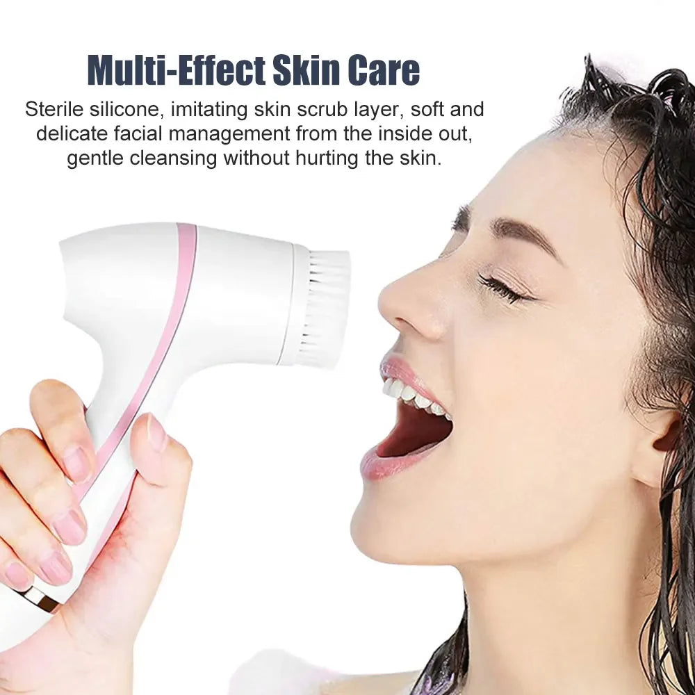 Ultrasonic 3 In 1 Electric Facial Cleansing Brush Face Massager Rotating Deep Cleaning Tool