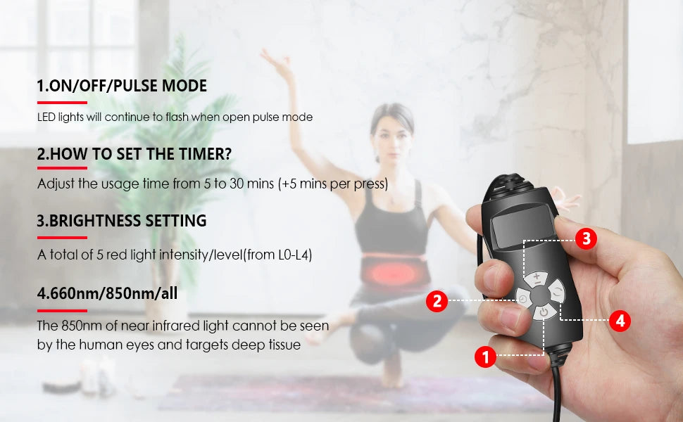 Body Slimming Infrared Red Light LED Healthcare Therapy Massager Belt Heating Pad Lumbar Back Waist Muscle Relief