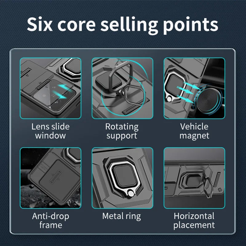 Durable Shockproof Phone Case for OnePlus 12 12R 11 11R ACE 2 3 Nord CE3 Lite Camera Protection Ring Holder Back Cover