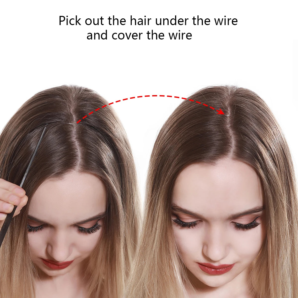 Synthetic No Clip Wave Hair Extensions Ombre Natural Black Blonde Pink One Piece False Hair Piece