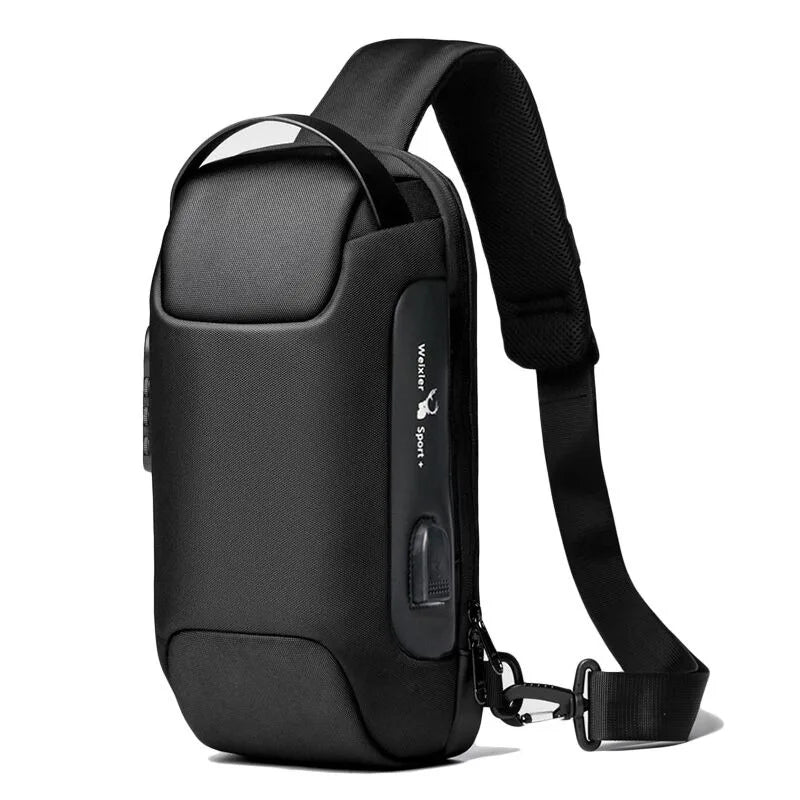 Anti-Theft Men's USB Crossbody Satchel Shoulder Bags Oxford Cloth Waterproof Multifunctional Travel Messenger Chest Waist Bag