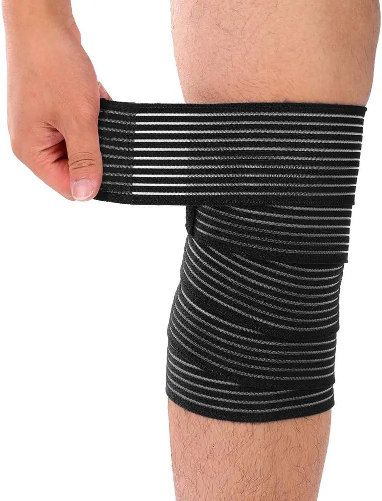 Extra Long Elastic Knee Wrap Strap Compression Bandage Brace Support for Legs, Stabilizing Ligaments, Squats, Basketball, and Running 1pcs