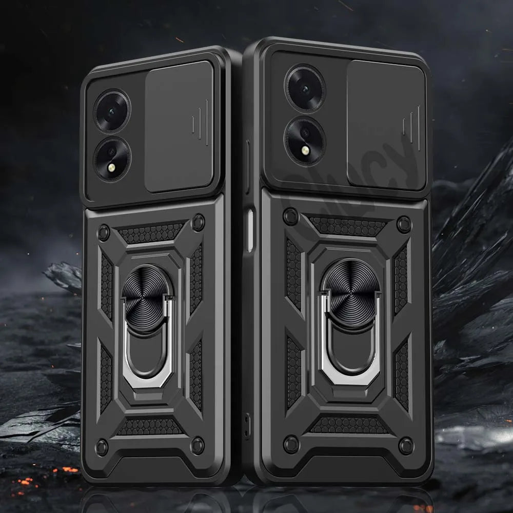 Durable Shockproof Phone Case for OPPO A98 A78 A74 A54 A38 A18 Camera Protection Magnetic Ring Holder Back Cover