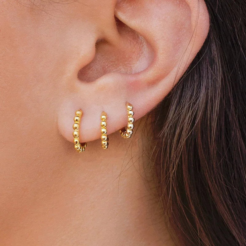 6pcs Huggie Circle Punk Trendy Stainless Steel Minimalist Hoop Earrings for Women Crystal Zirconia Earrings Piercing Jewelry