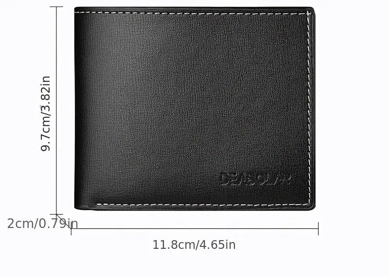 Elegant Leather Folding Multi Card Holder Men's Wallet Thin Style Stitched Wallet
