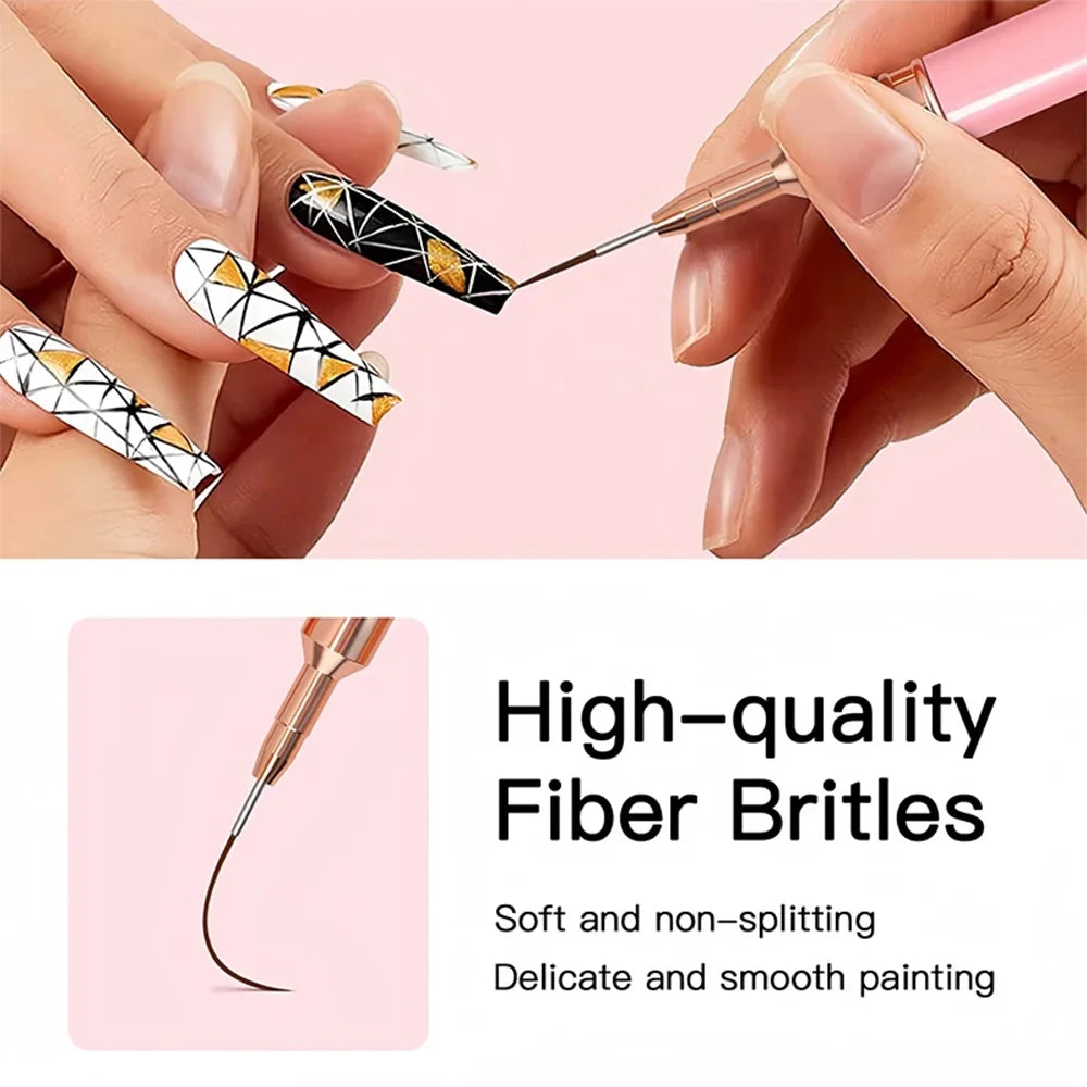 Nail Art Liner Brushes 5pcs Set Perfect for your Custom Elongated Striping Drawing and Painting Nails