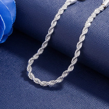 Fashion Twisted Rope 925 Sterling Silver Chain Bracelets for Men and Women Classic Jewelry Accessories