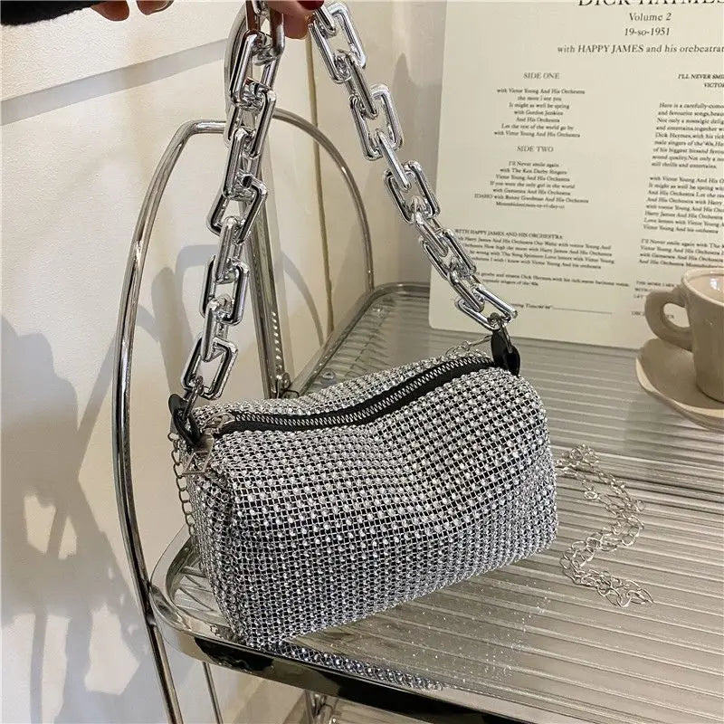 Modern Fashion Rhinestone Mini Women's Handbag Glitter Chain Purse Crossbody Bag