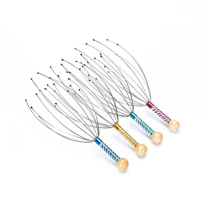 Stainless Steel Octopus Claw Head Massager Relaxer Engraved Scalp Scratcher Itch Reliever