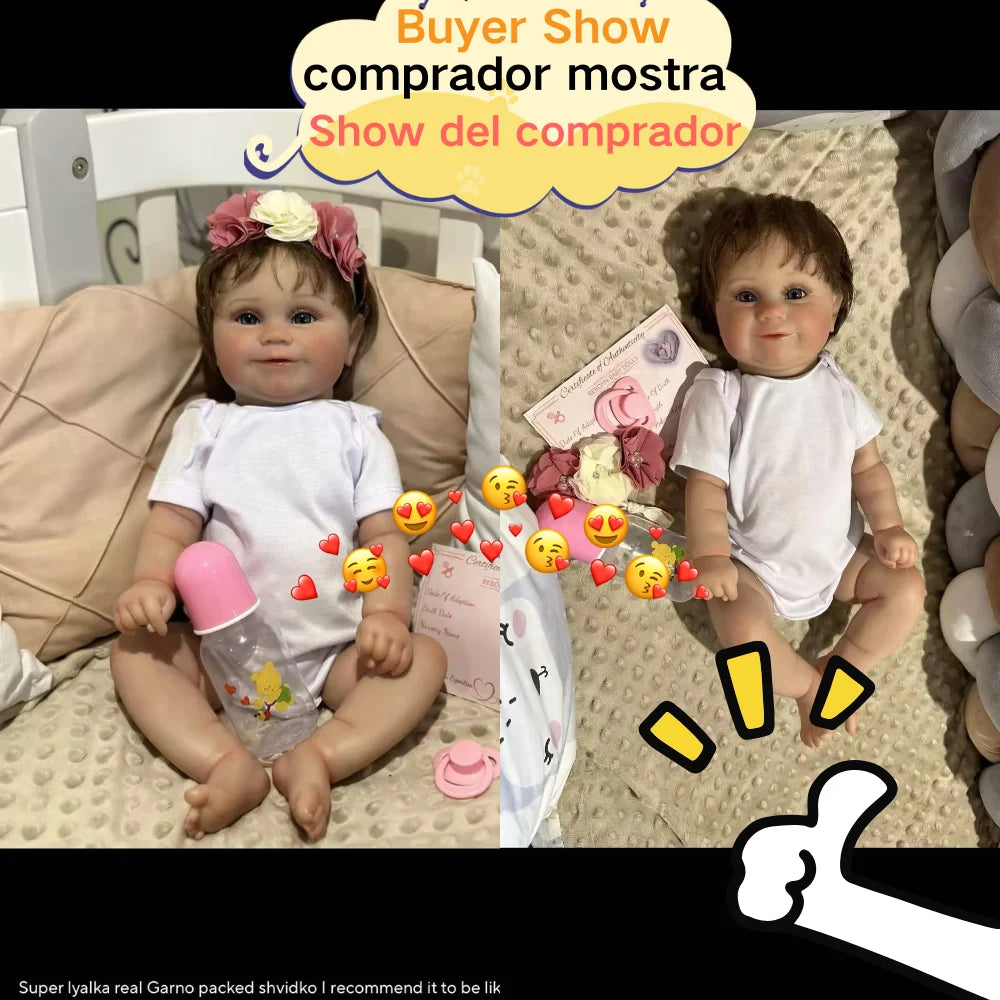 Lifelike Full Vinyl Reborn Girl Doll Waterproof Maddie Hand-Detailed Painted Doll Toy Gift 50cm