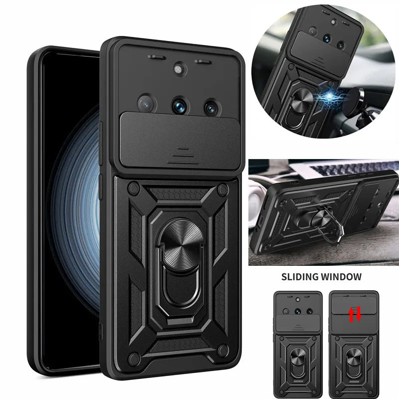 Durable Shockproof Phone Case for Realme 11 Pro Plus 5G Camera Protection Magnetic Ring Holder Back Cover