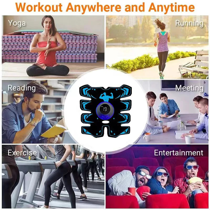 Wireless Smart 3 In 1 USB Rechargeable EMS Muscle Stimulator for Abs Arms Trainer Pad Fitness Abdominal Training Electric Body Slimmer