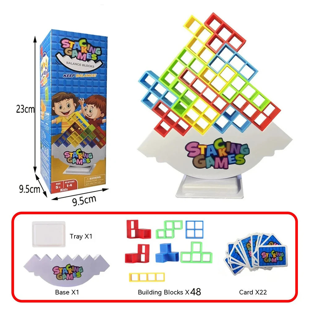 3D Fun Building Blocks Brick Toy Balance Stack Game Tetra Tower Swing High Building Blocks Stacking like Tetris Jenga Kids Adults Desktop Toy