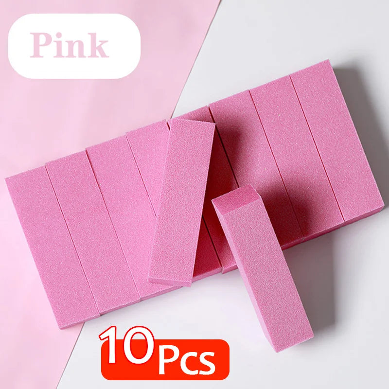Manicure Pedicure Buffing Sanding Files Block Care Sponge Pink Buffer Grinding Polishing Nail Art Tools 10pcs