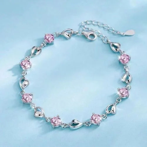 Fancy Crystal Pendant 925 Sterling Silver Bracelets for Women Adjustable Luxury Jewelry Accessories