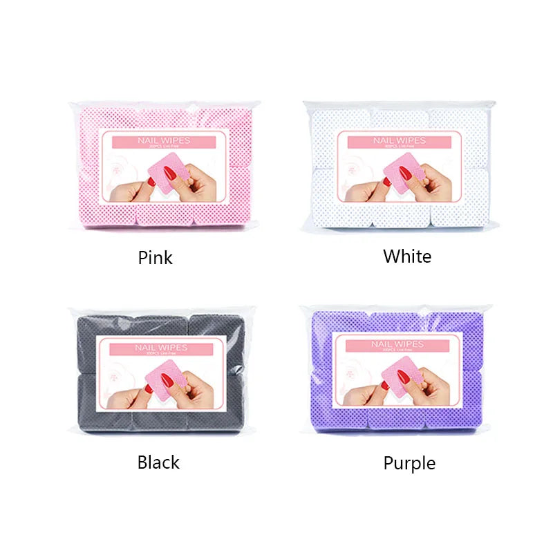 Lint free Manicure Cotton Pads Wipes for Nail Polish Removal UV Gel Dust Cleaning Colorful Napkins Manicure Pedicure Supplies 300pcs/Pack