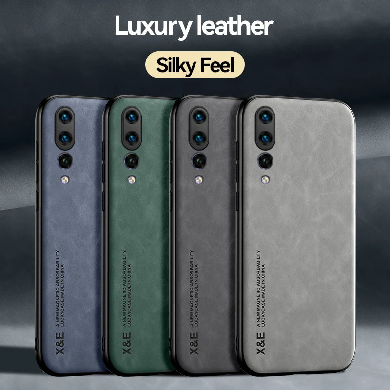 Luxury Leather Phone Case for Huawei P60 P50 P40 P30 P20 Pro and Mate 60 50 40 30 20 Pro Magnetic Protective Cover