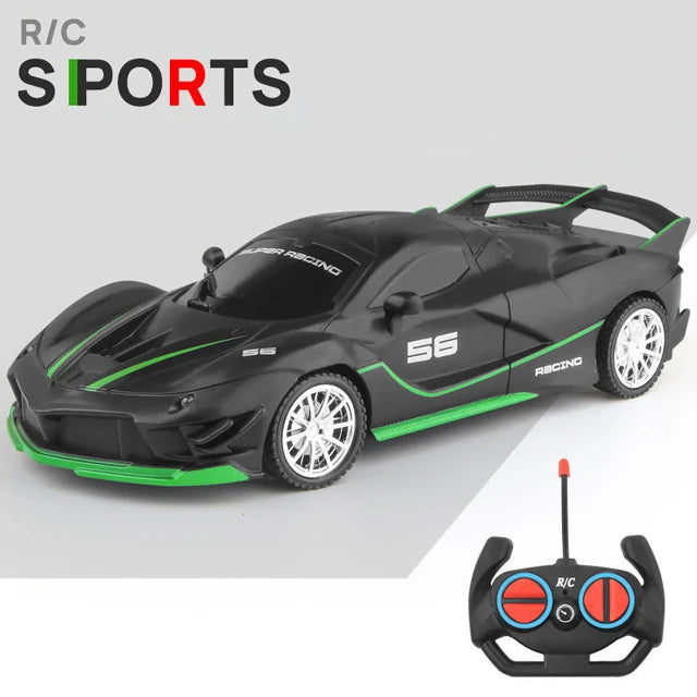 RC Racing Car with LED Lights 2.4G Radio Remote Control 1/18 Scale Sports Cars For Children Racing Drive Vehicle Drift Boys Girls Toys