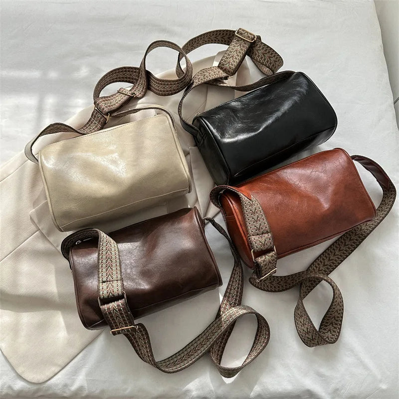 Fashion Vintage Travel Leather Pillow Style Purses Handbags for Women Small Crossbody Female Boston Casual Shoulder Bag