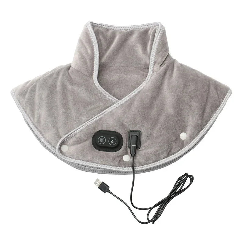 Electric Thermal Compress Heating Shoulder Neck Pad Wrap Massager Vibration Cervical Shawl Warm Back Relaxing Brace