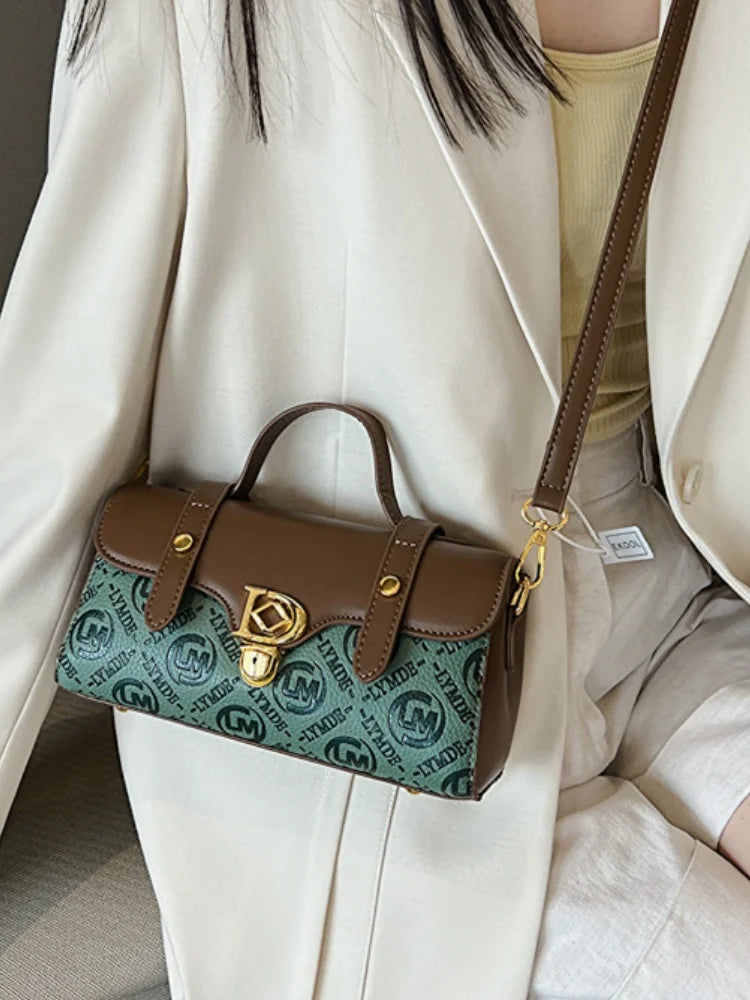 Embossed Exquisite Shoulder Baguette Leather Handbag Purse For Women Girls Ladies Crossbody Fashion Girls Tote Small Bag