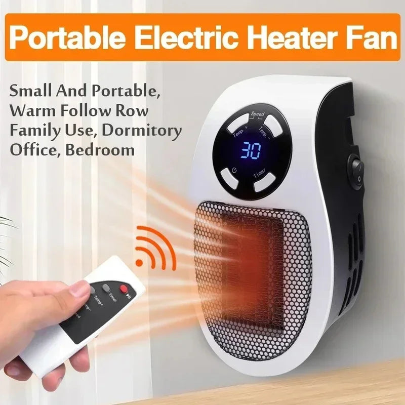 Portable Mini Electric Heater Multi Plug In Wall Room Heater Small Radiator with Remote Warmer Machine 500W