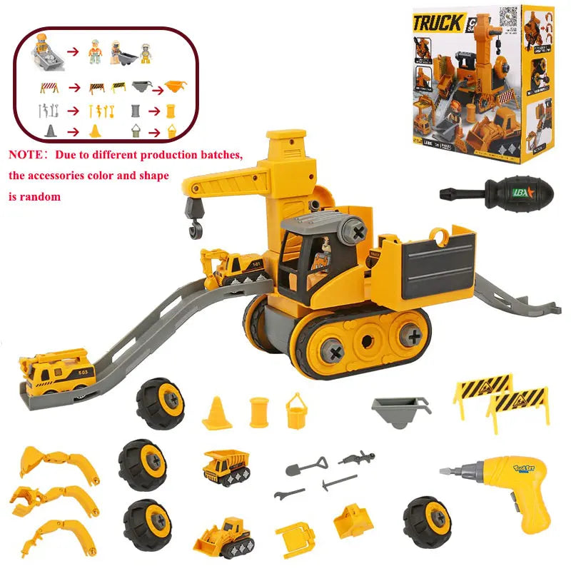 Kids Engineering Building Vehicle Toy Set with Electric Drill Tools Children's Educational Assemble Sets