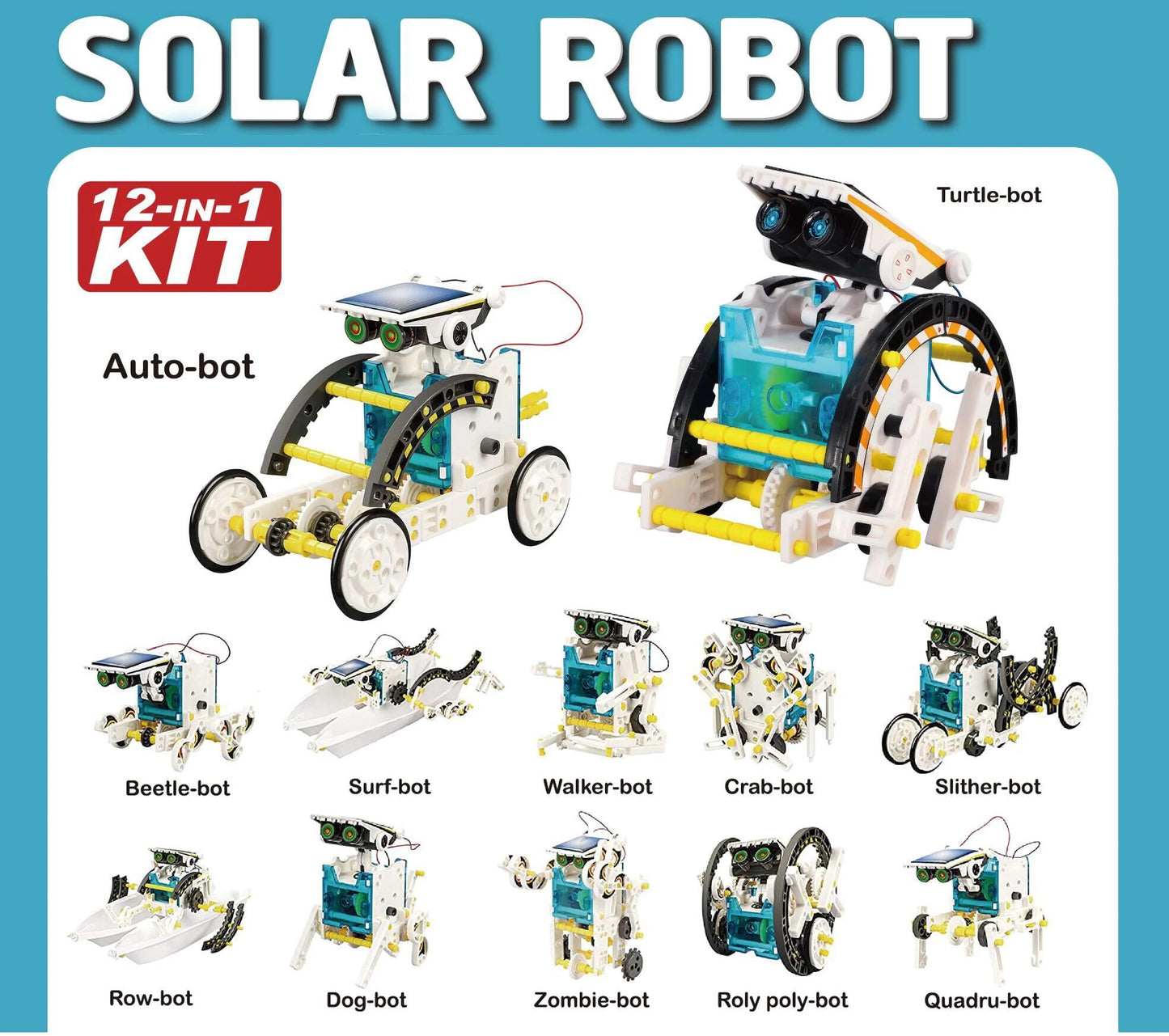 12 in 1 Science Experiment Solar Powered Robot Toy DIY Building Learning Tool Education Robots Technological Gadgets Kit for Kids
