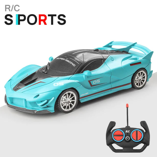 RC Racing Car with LED Lights 2.4G Radio Remote Control 1/18 Scale Sports Cars For Children Racing Drive Vehicle Drift Boys Girls Toys