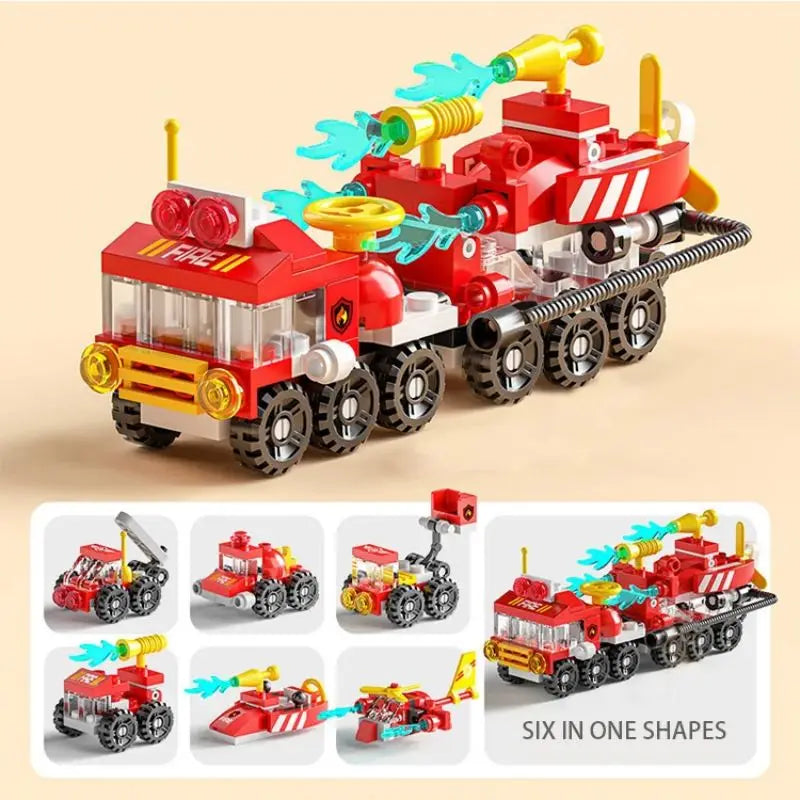 Building Blocks Engineering Fire Truck Military Tank Helicopter Model Puzzles Assembly Children's Micro Particle Toys