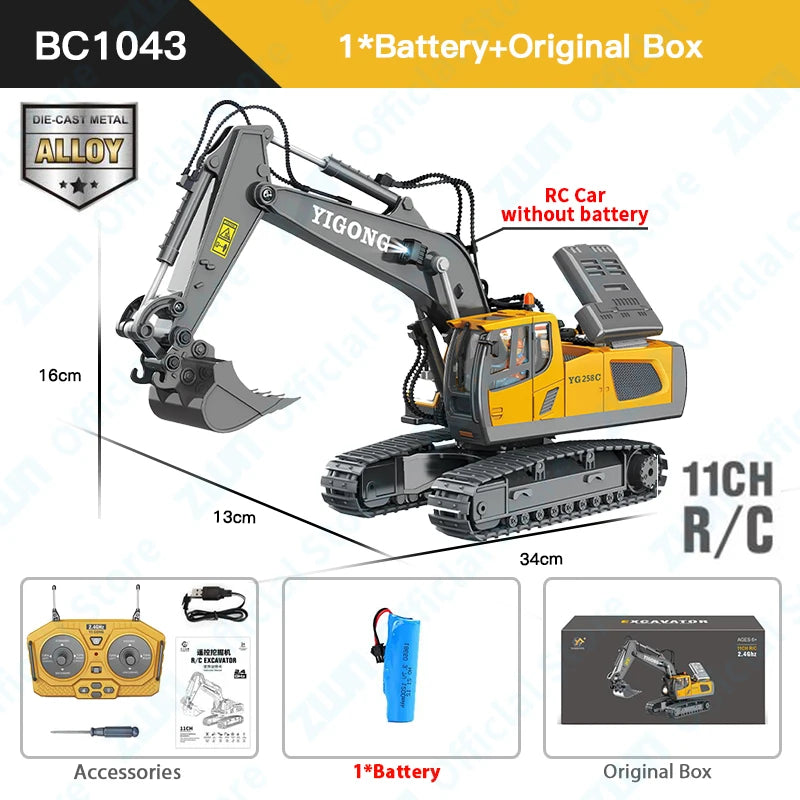 Remote Control Excavator Bulldozer Dump Truck RC Models 2.4G Car Toys Professional Quality Alloy Plastic Simulation Construction Vehicles