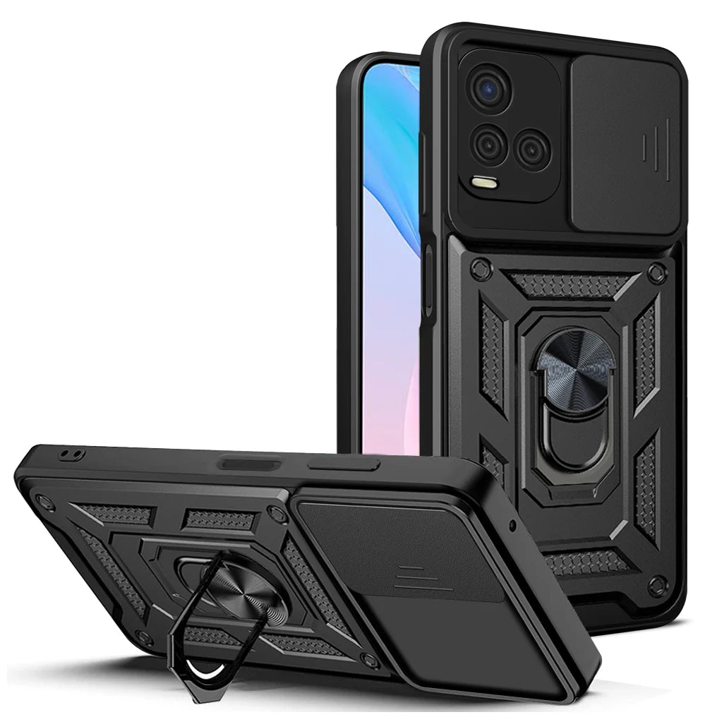 Durable Shockproof Phone Case for VIVO Y93 Y91 Y76 Y53 Y51 Y33S Y33 Y31 Y15S Camera Protection Magnetic Ring Holder Back Cover