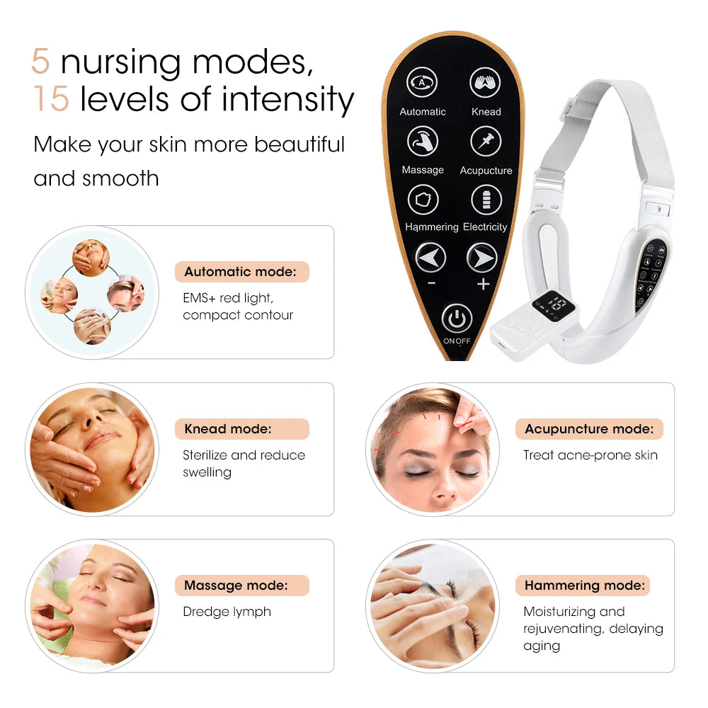 Electronic V-Line LED Face Slimming Lifting Massager Device Skin Rejuvenation Shaping Beauty Instrument Reduce Double Chin