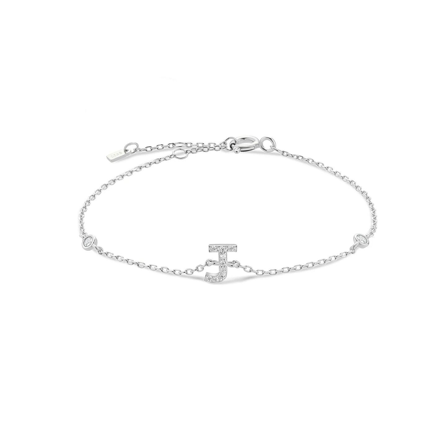 Exquisite Crystal Initials Alphabet Letters 925 Sterling Silver Chain Bracelets for Women Fine Jewelry Accessories
