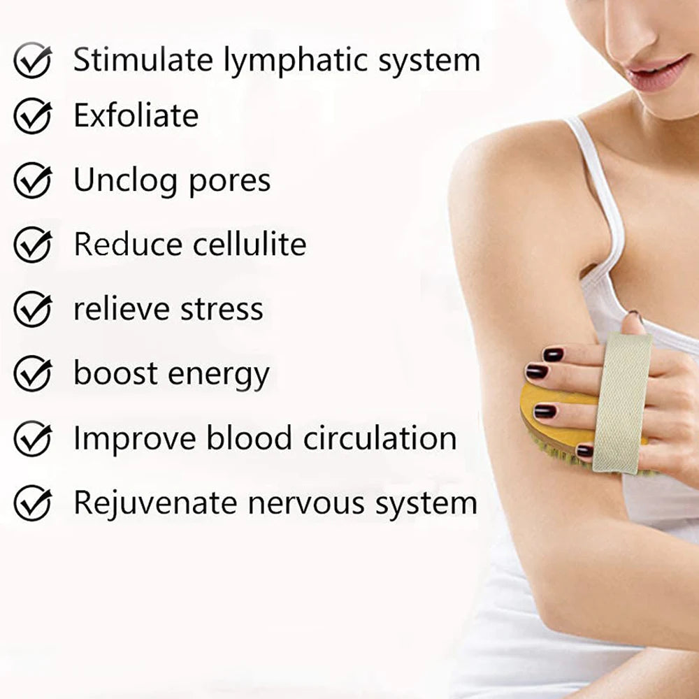 Wet or Dry Exfoliating Wooden Body Massage Brush for Bath Shower Natural Bristle Soft SPA Woman Man Skin Care Body Brush