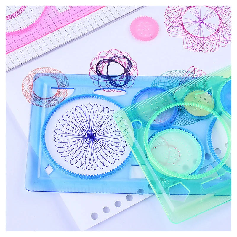 Fun Geometry Spirograph Drawing Stencils Set Painting Template Art Crafts Creative Kids Educational Toy Variety Ruler