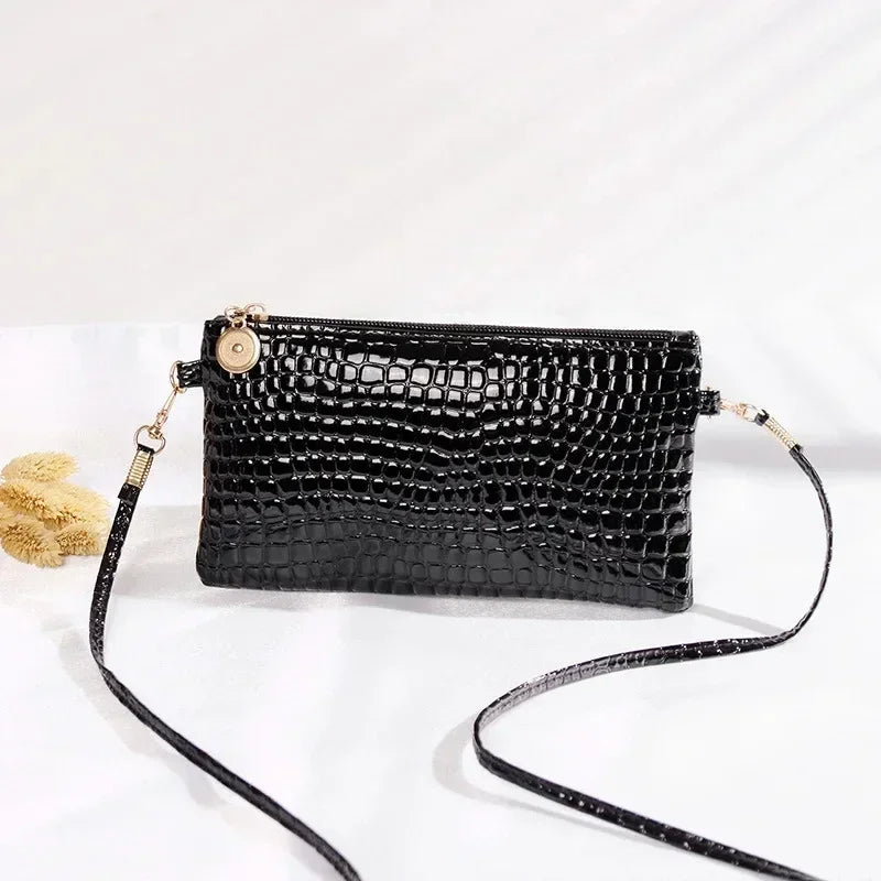 Elegant Crocodile Pattern Women's Leather Shoulder Handbag Purse Pillow Style Phone Coin Girls Tote Bag