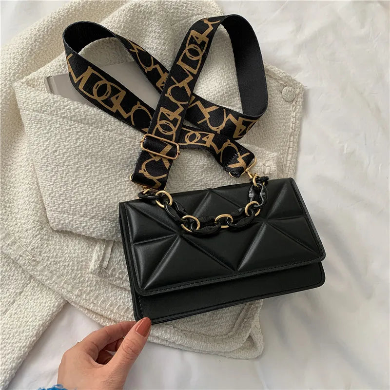 Modern New Trendy Style Women's Leather Chain Purse Shoulder Handbag Messenger Small Square Bag