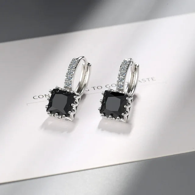 Luxury Princess Square Crystal Drop Earrings for Women Trendy Jewelry Accessories