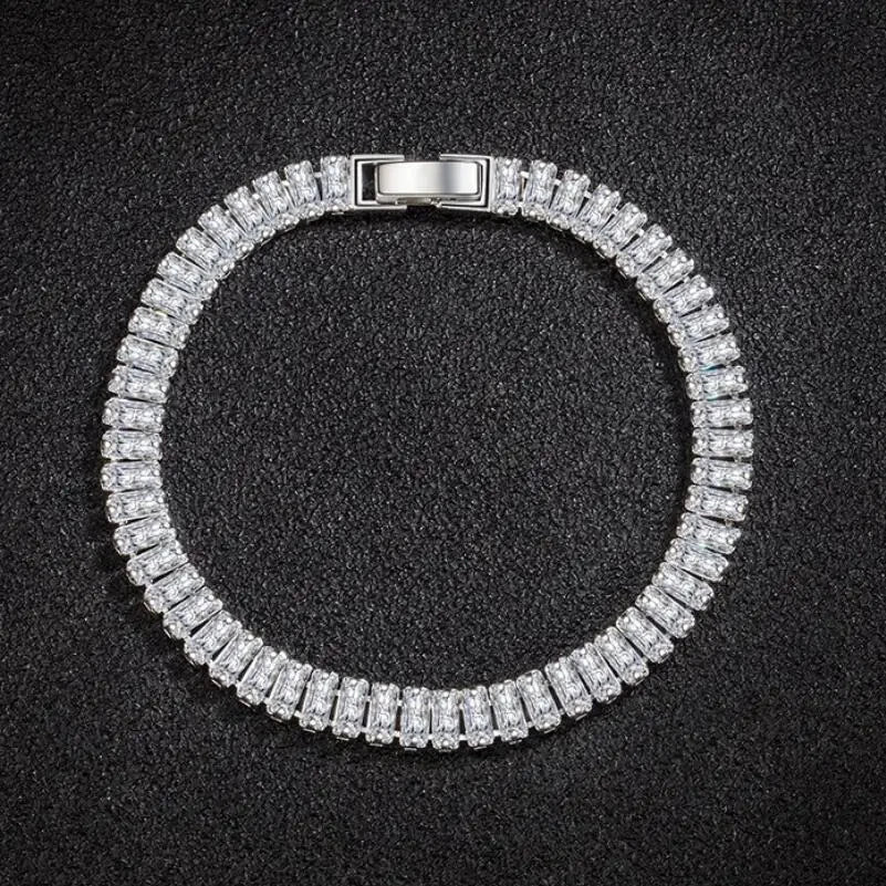 Luxury 925 Sterling Silver Crystal Bracelet for Women Fashion Jewelry Glamour Accessory