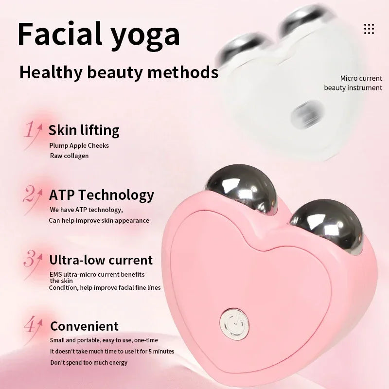 Portable Micro Current Beauty Face Lifting Anti Wrinkle Roller Slimming Massager EMS Mini Delicate Contouring Firming Facial Care Tool