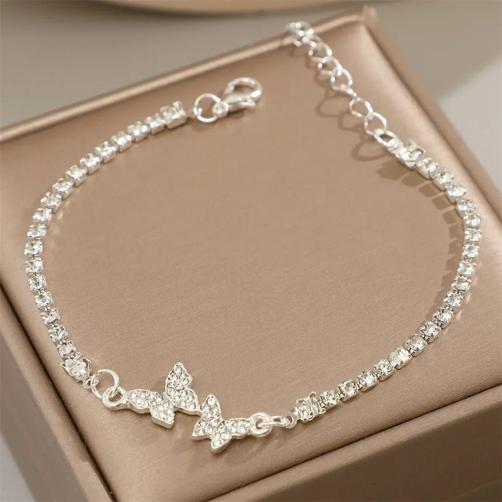 Exquisite Crystals Butterfly Paved Bracelet for Women Luxury Dainty Temperament Fashion Jewelry Accessory