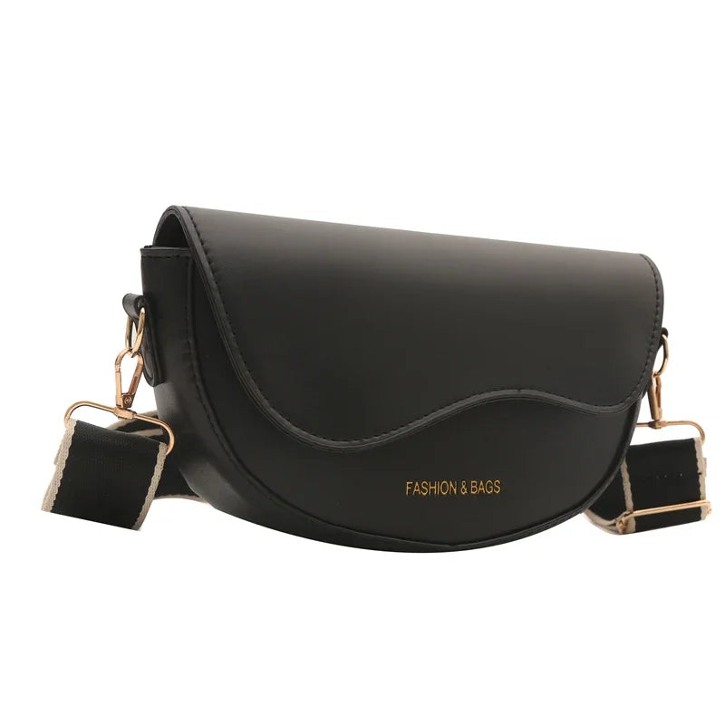 Elegant Women's Leather Vintage Flap Saddle Shoulder Purse Handbag Fashion Wide Strap Crossbody Bag