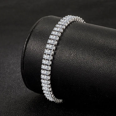 Luxury 925 Sterling Silver Crystal Bracelet for Women Fashion Jewelry Glamour Accessory