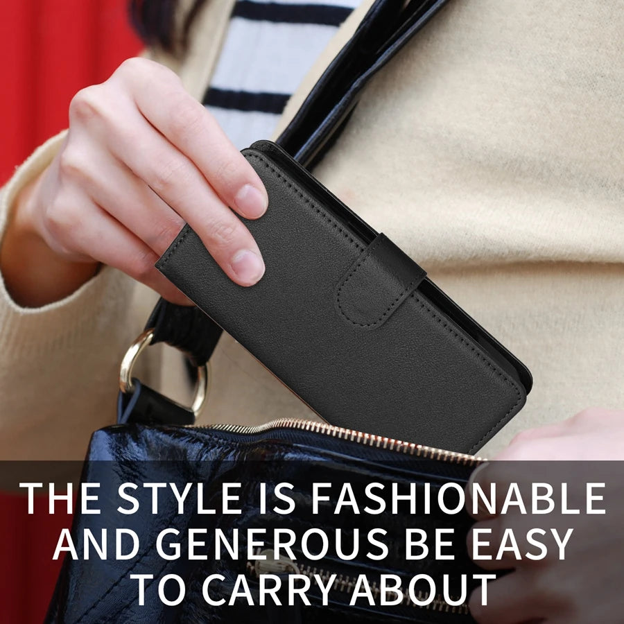 Deluxe Leather Wallet Phone Case for Xiaomi Redmi Note 13 Pro Plus 12 12S 11 11S 10 10S 9 Pro 8T Stand Function Multiple Card Slots Magnetic Flip Protective Cover