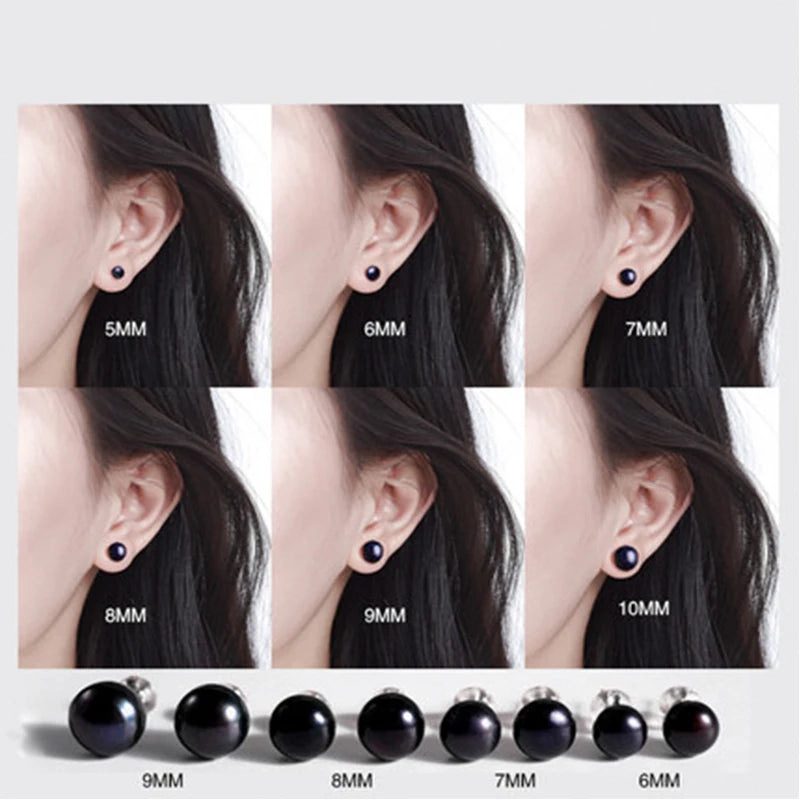 Cultured Natural Freshwater Pearl Stud Earrings for Women Girls 925 Sterling Silver Posts Elegant Jewelry