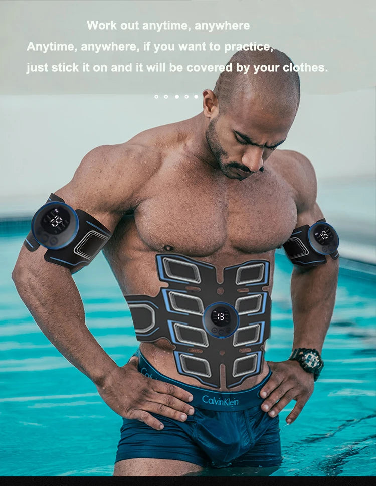 Electronic USB Rechargeable Abdominal and Arms Muscle Trainer Stimulator Portable Massager Training Belt Exercise Fitness Device